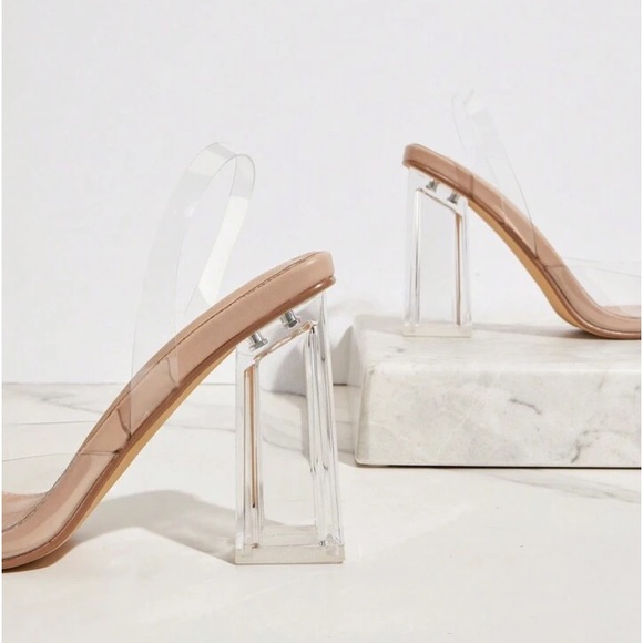 CLEAR NUDE HIGH HEEL BOW SANDAL - Picture 4 of 6
